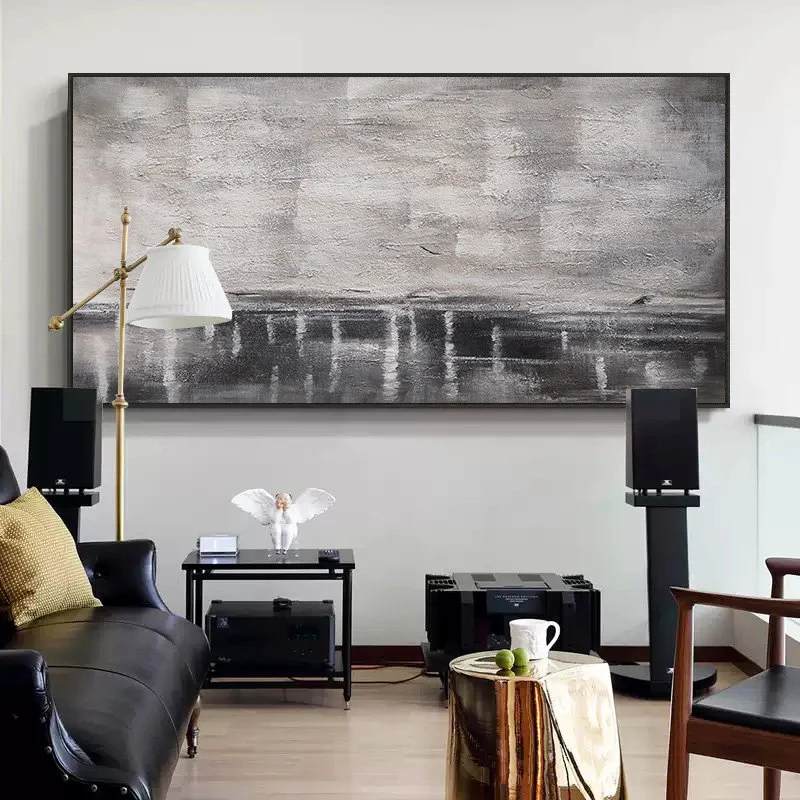 Canvas Handmade Painting Office Grey Abstract Canvas Artwork U8I8A